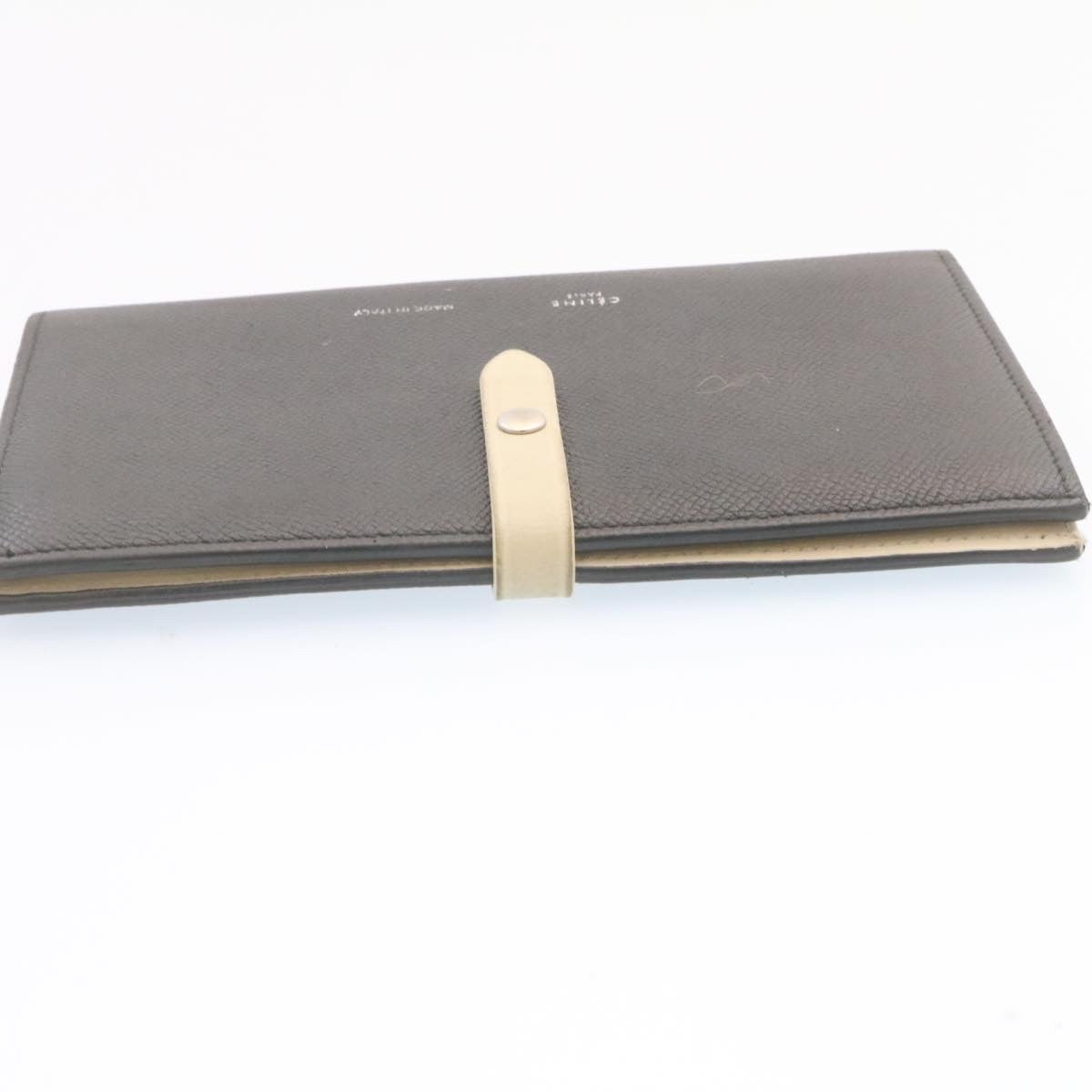 Luxury CELINE Large Strap Wallet Leather Black ai152