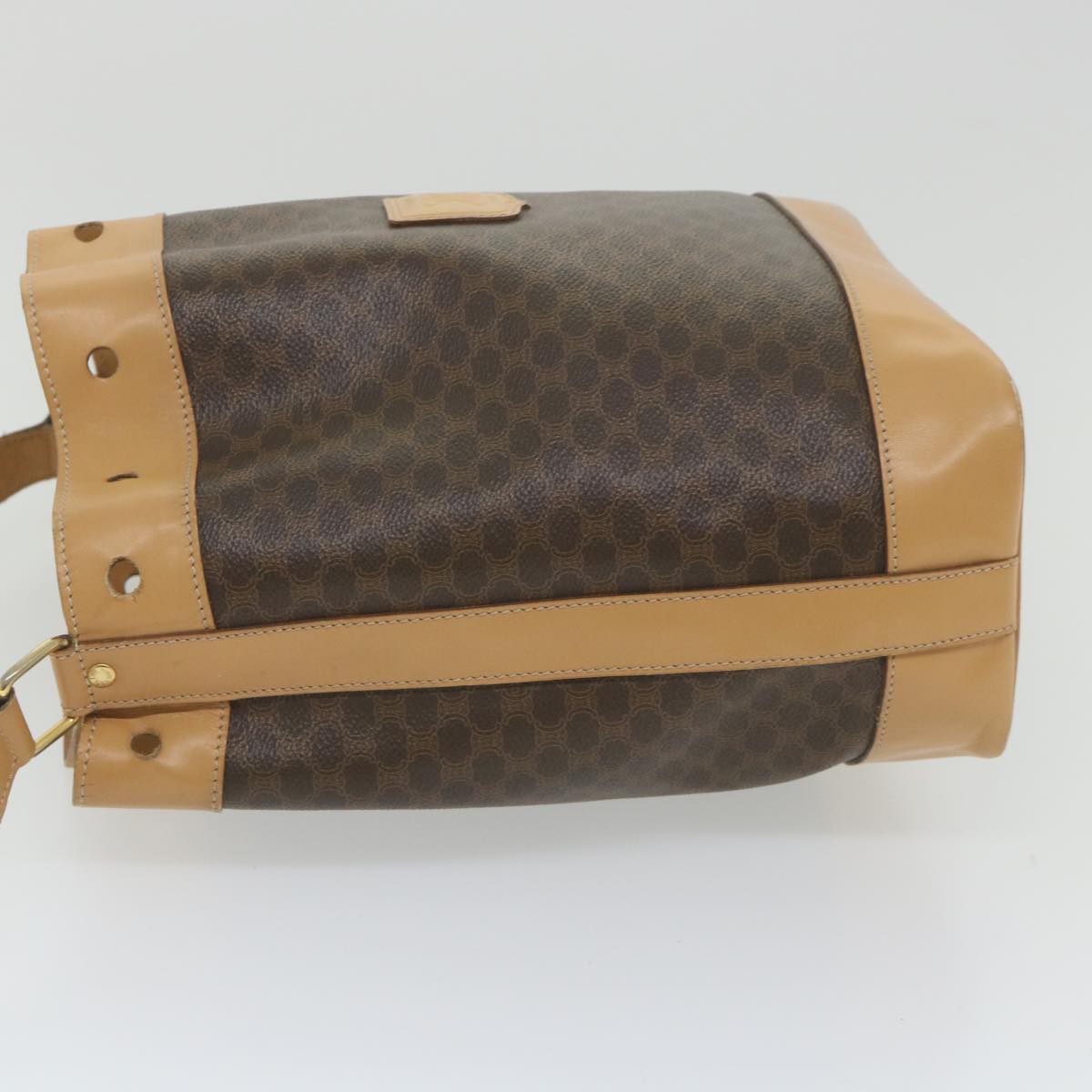 Luxury CELINE Macadam Canvas Shoulder Bag PVC Leather Brown ar10788