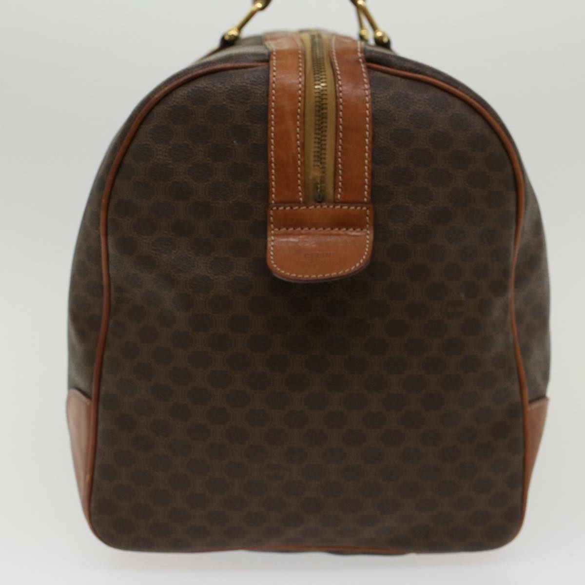 Luxury CELINE Macadam Canvas Boston Bag PVC Leather Brown ar9757
