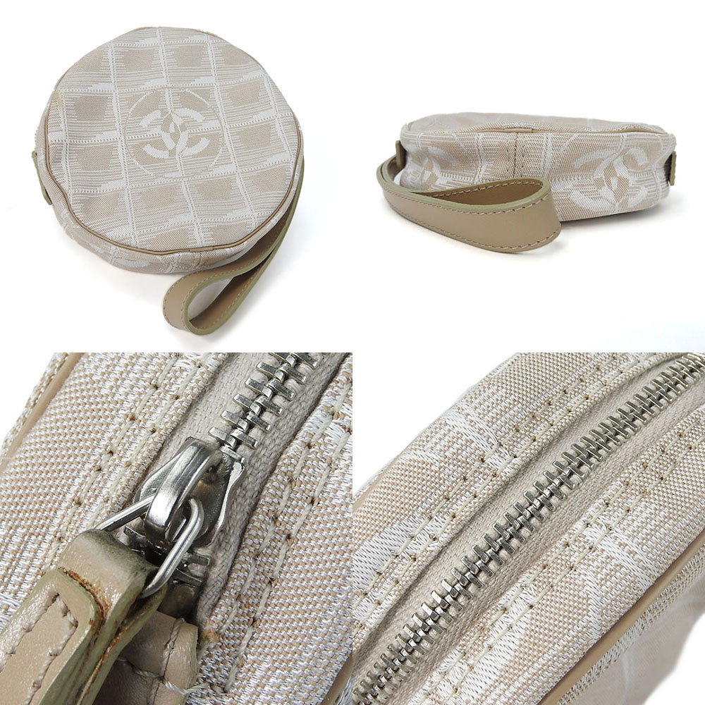 CHANEL Pouch Jacquard nylon beige New travel line Women
