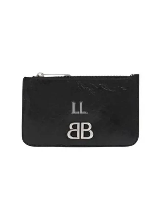 Luxury Balenciaga Trending 2025 BB Logo Zipper Card Wallet Black