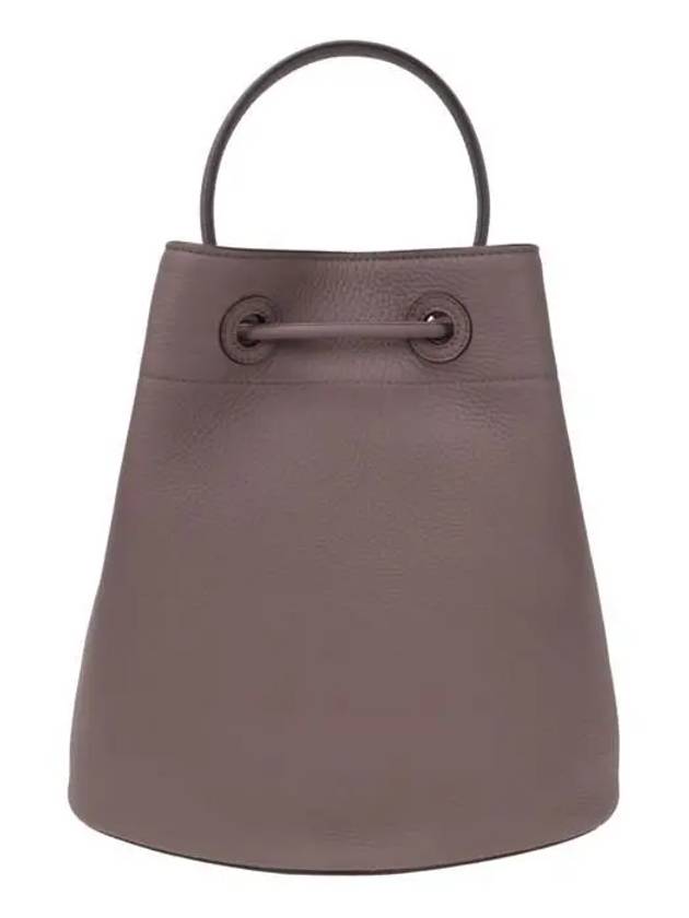 Luxury Burberry WoMen's Grainy Leather Small TB Bucket Bag Light Saddle Brown