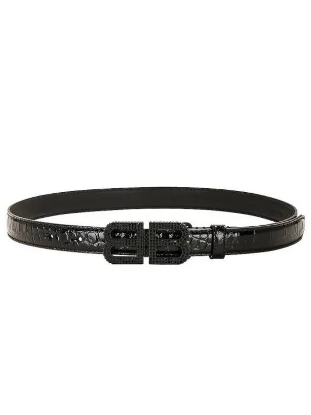 Luxury Balenciaga Trending 2025 BB Hourglass Leather Belt Black
