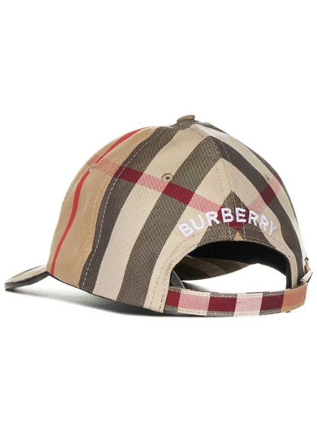 Luxury Burberry Detail Check Cotton Logo Ball Cap Beige
