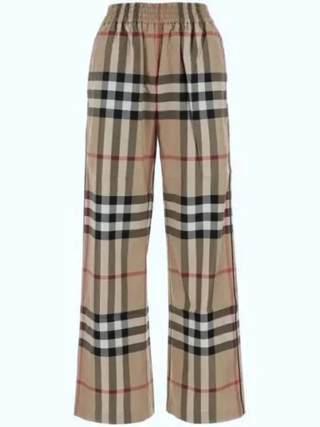 Luxury Burberry Check Cotton Straight Pants Beige