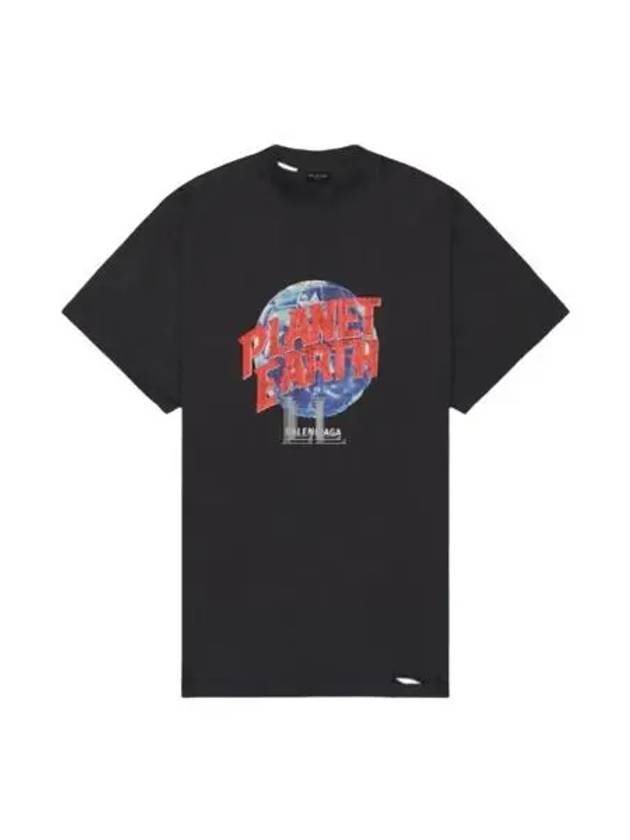 Luxury Balenciaga Trending 2025 Planet Earth Oversized Short Sleeve T-Shirt Black