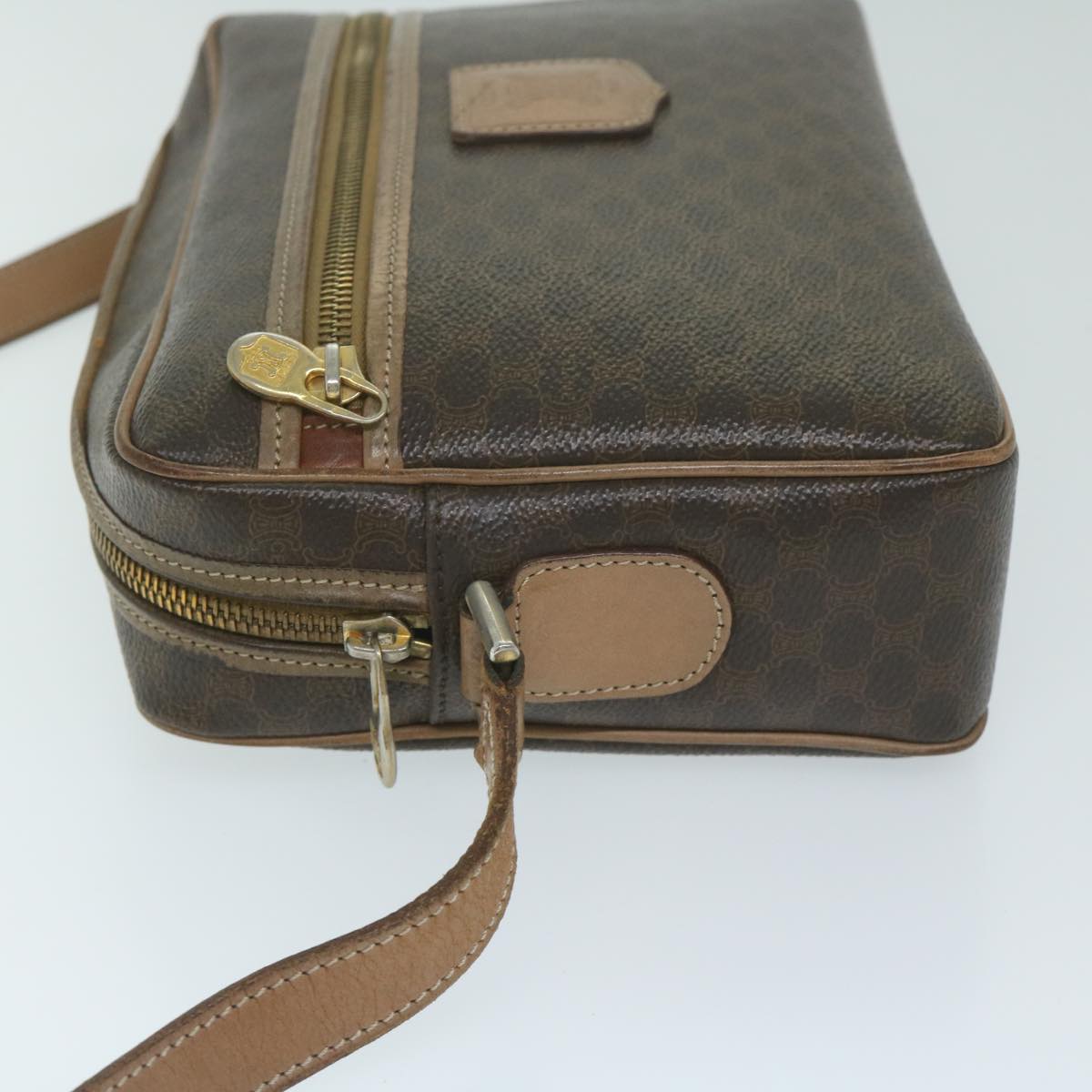 Luxury CELINE Macadam Canvas Shoulder Bag PVC Leather Brown 11391