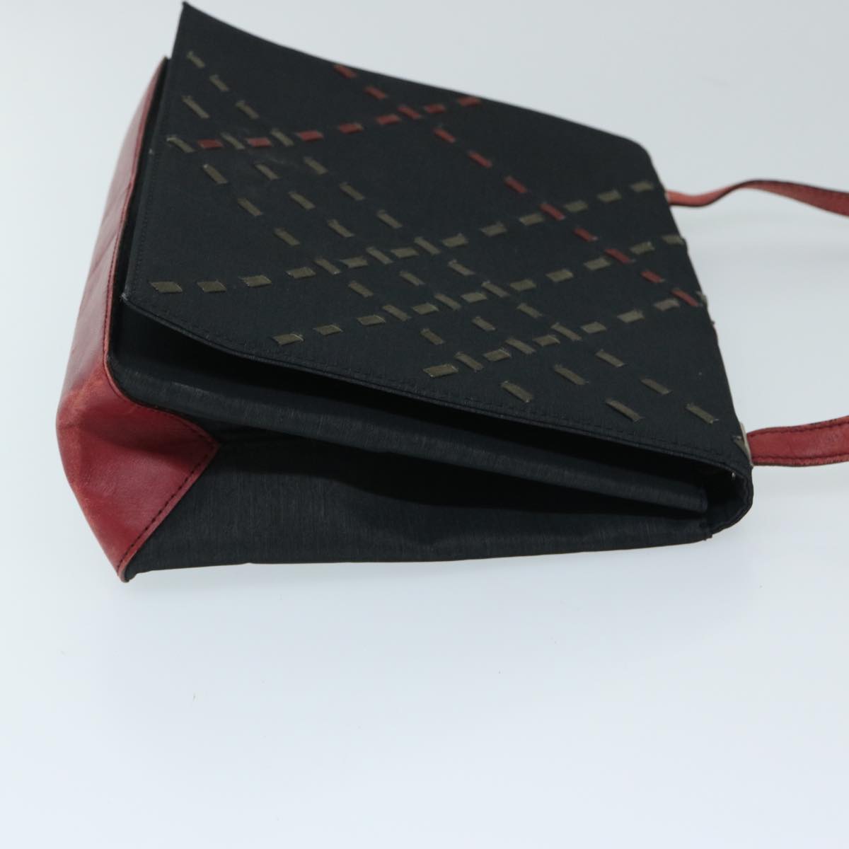 Luxury Burberry Shoulder Bag Canvas Black Red Auth bs12799