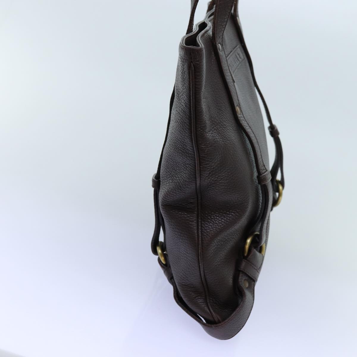 Luxury Burberry Tote Bag Leather Brown Auth bs13779