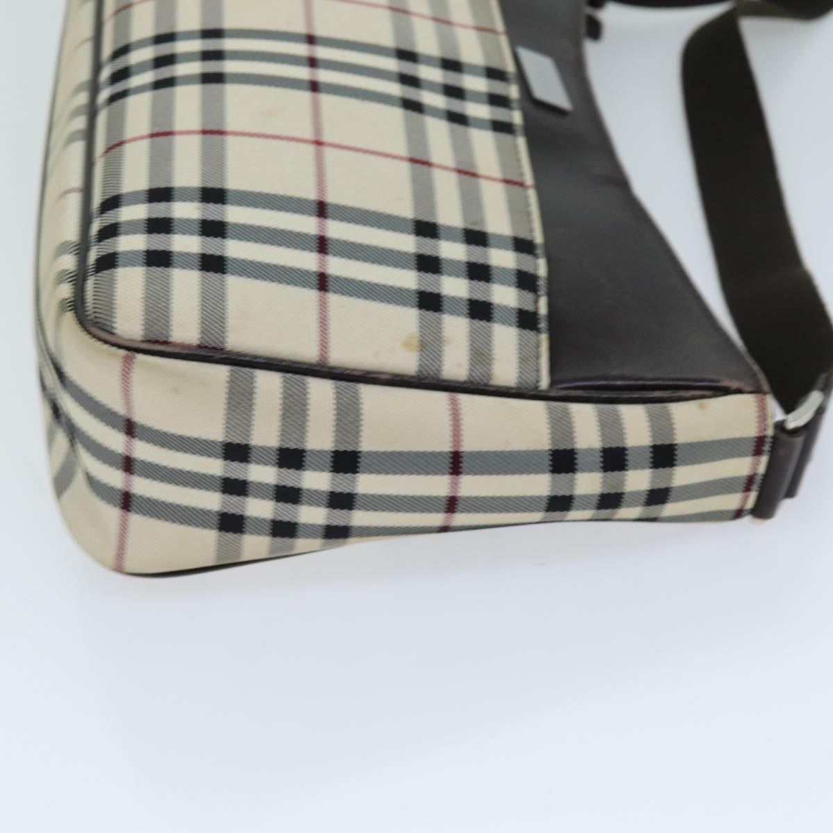 Luxury Burberry Nova Check Shoulder Bag Canvas Beige Auth bs13859