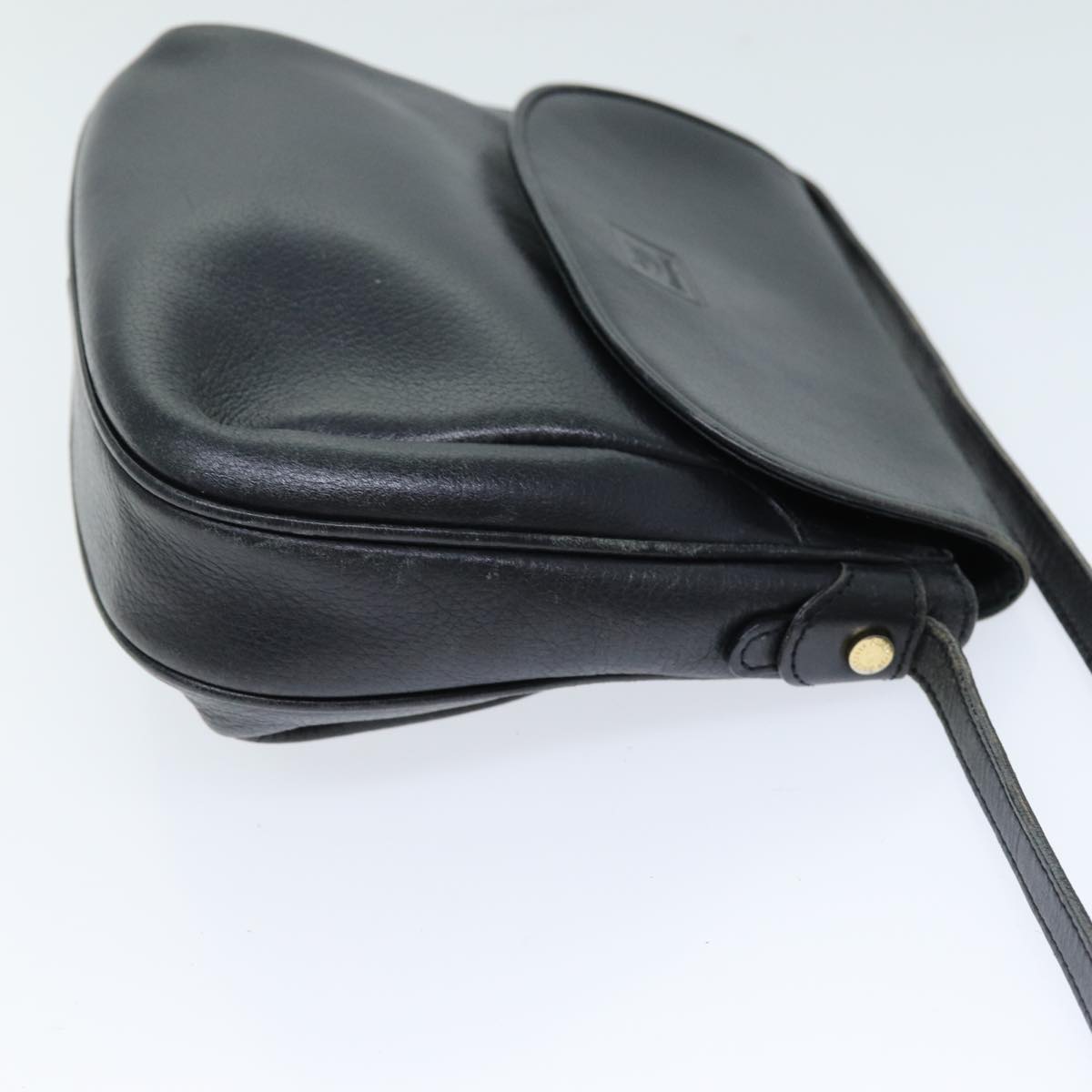 Luxury BurberrySs Shoulder Bag Leather Black Auth bs14276