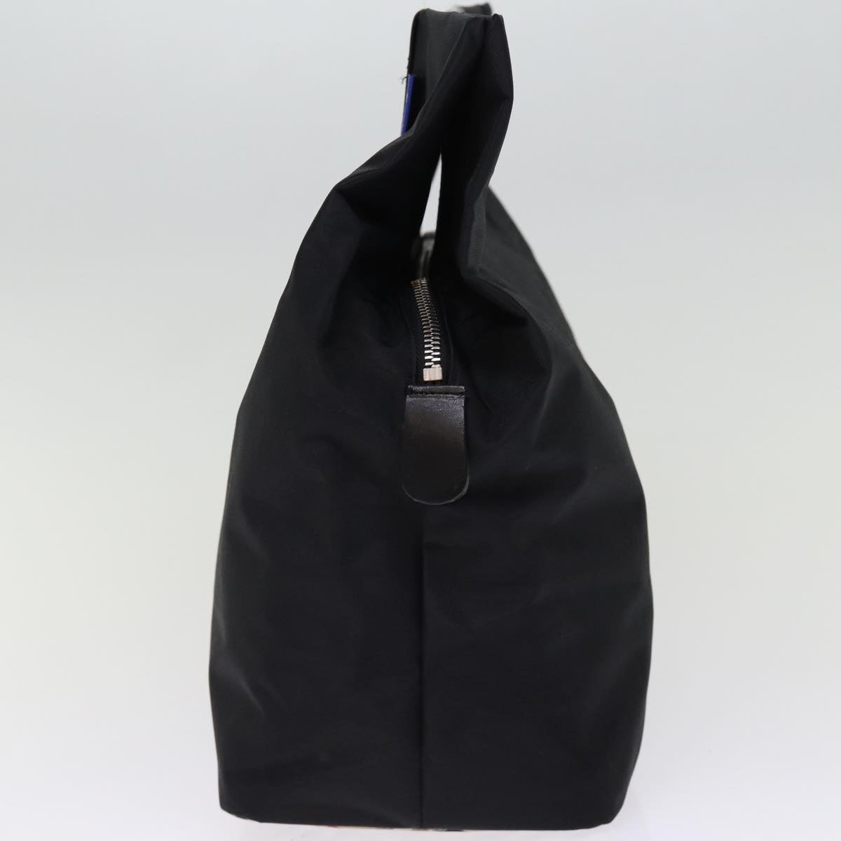 Luxury BurberrySs Nova Check Blue Label Hand Bag Nylon Black Beige Auth bs14388