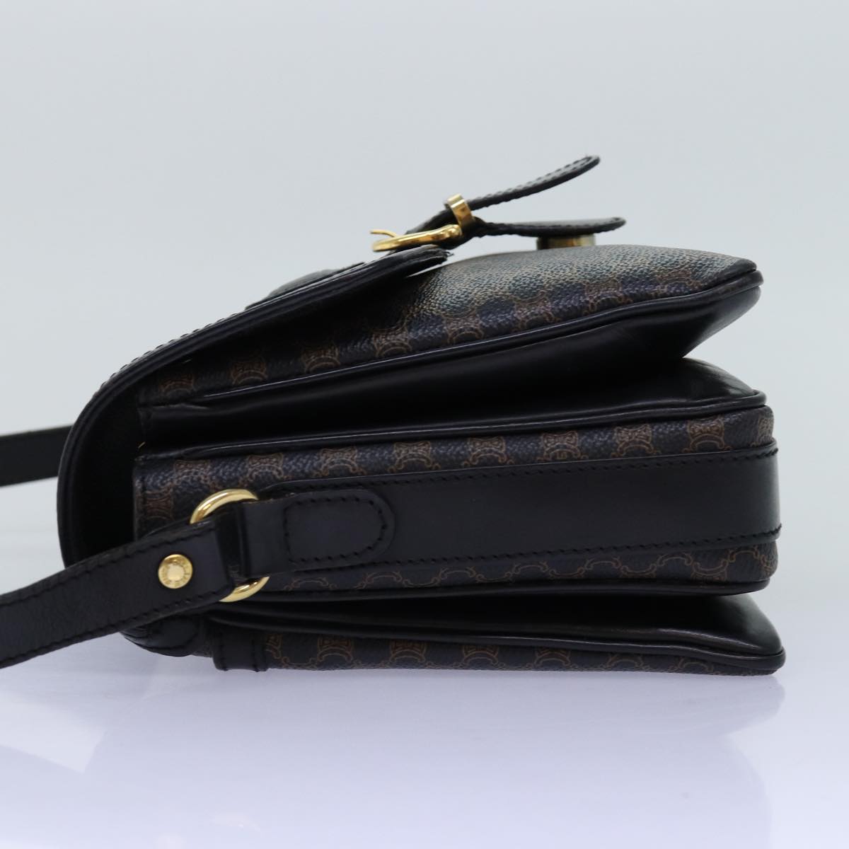 Luxury CELINE Macadam Canvas Shoulder Bag PVC Black 14461