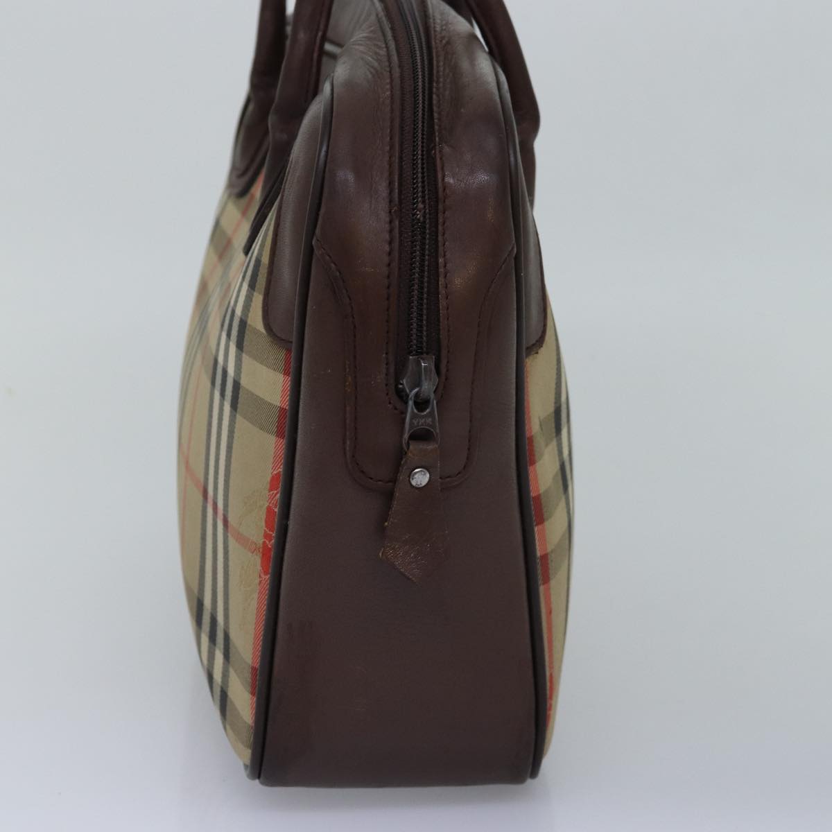 Luxury BurberrySs Nova Check Hand Bag Canvas Beige Auth bs14957