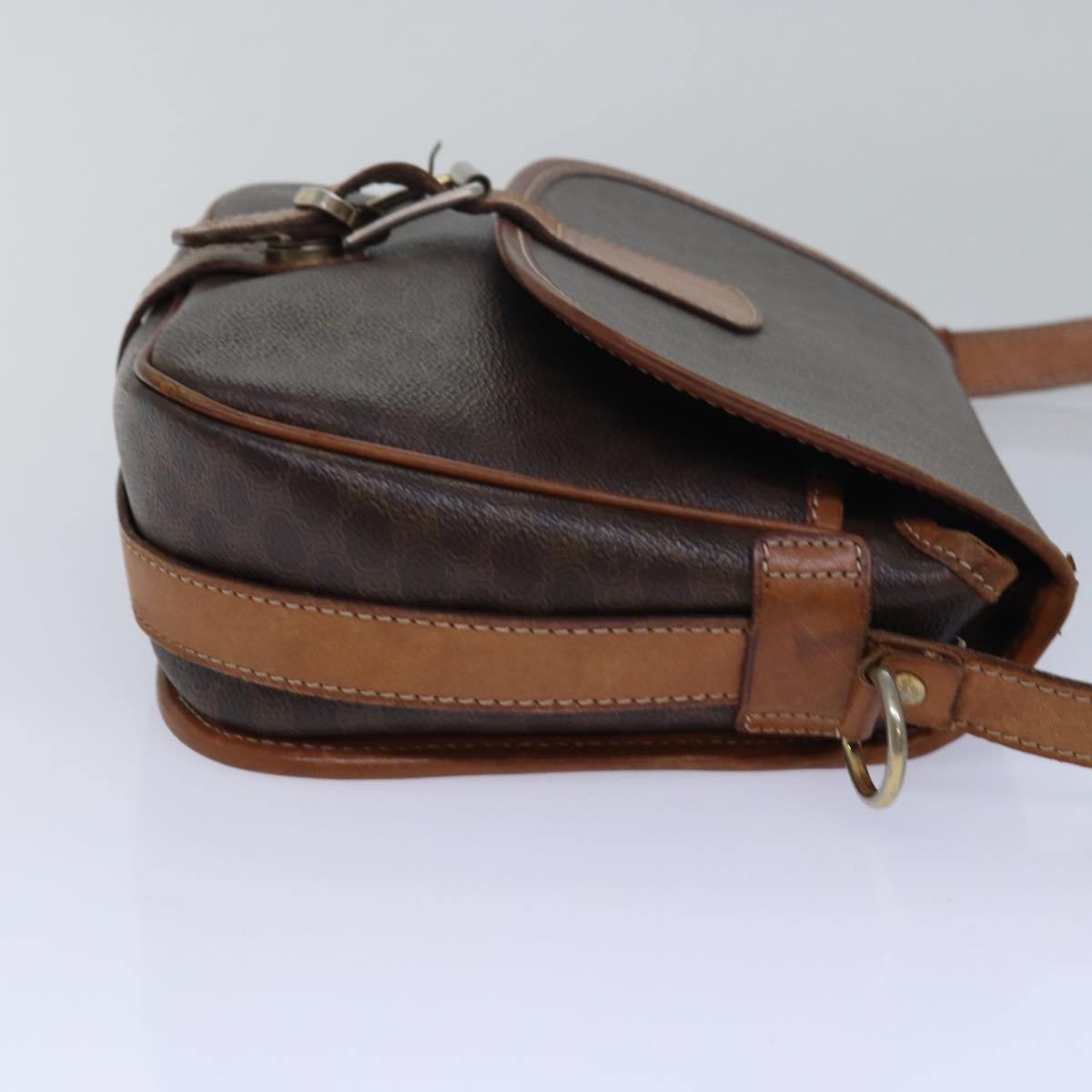 Luxury CELINE Macadam Canvas Shoulder Bag PVC Leather Brown 15468
