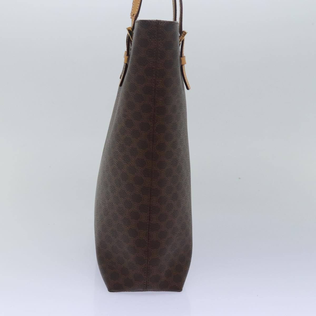 Luxury CELINE Macadam Canvas Hand Bag PVC Leather Brown 15492
