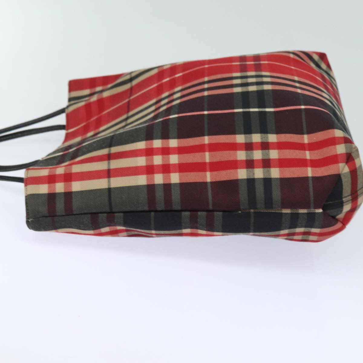 Luxury Burberry Nova Check Hand Bag Canvas Red Black Auth bs15729