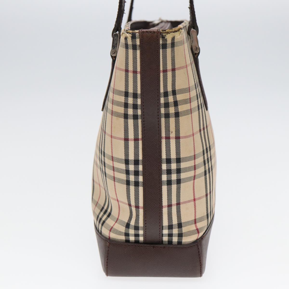 Luxury Burberry Nova Check Tote Bag Canvas Beige Brown Auth bs16017