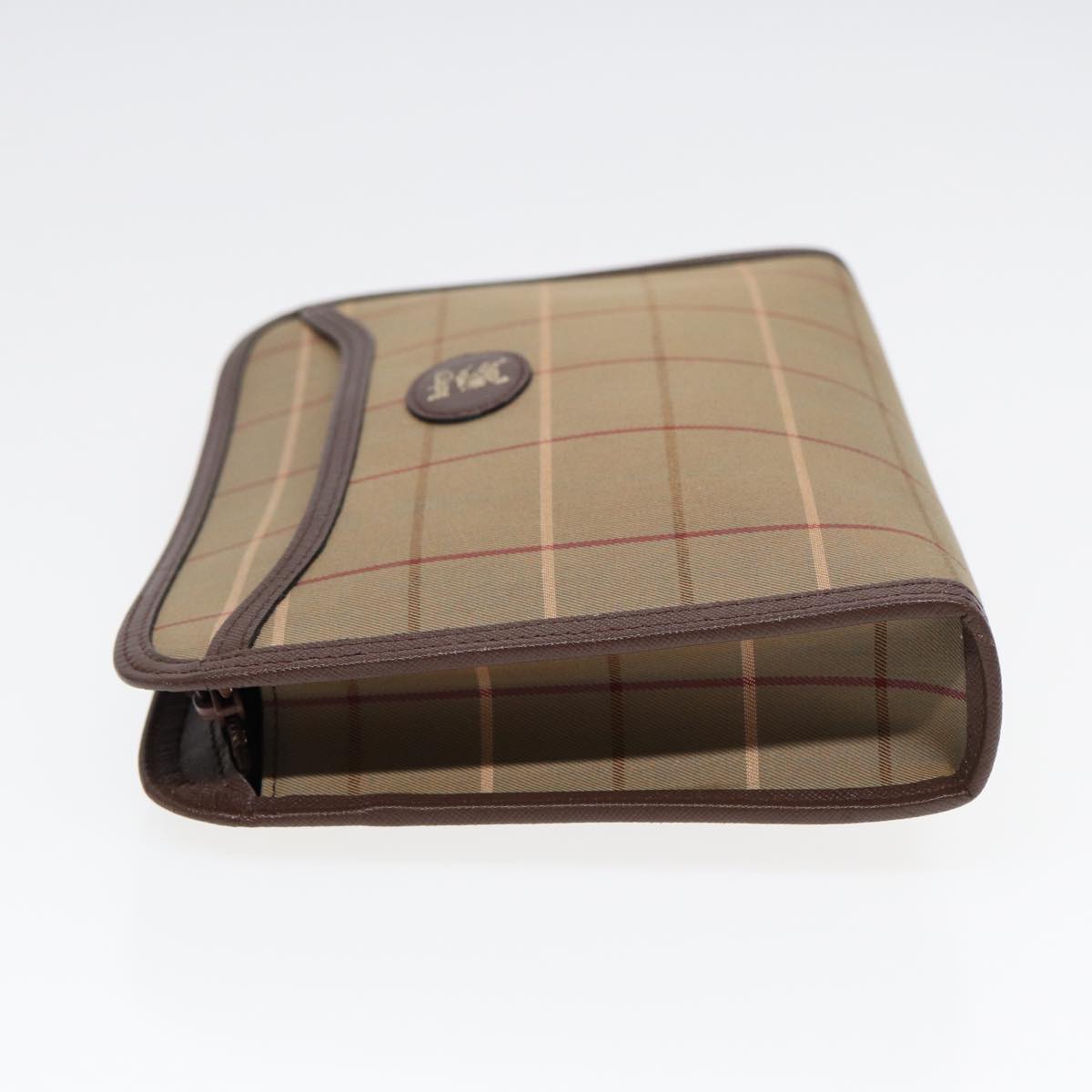Luxury BurberrySs Nova Check Clutch Bag Canvas Leather 2Set Brown Beige Auth bs16912