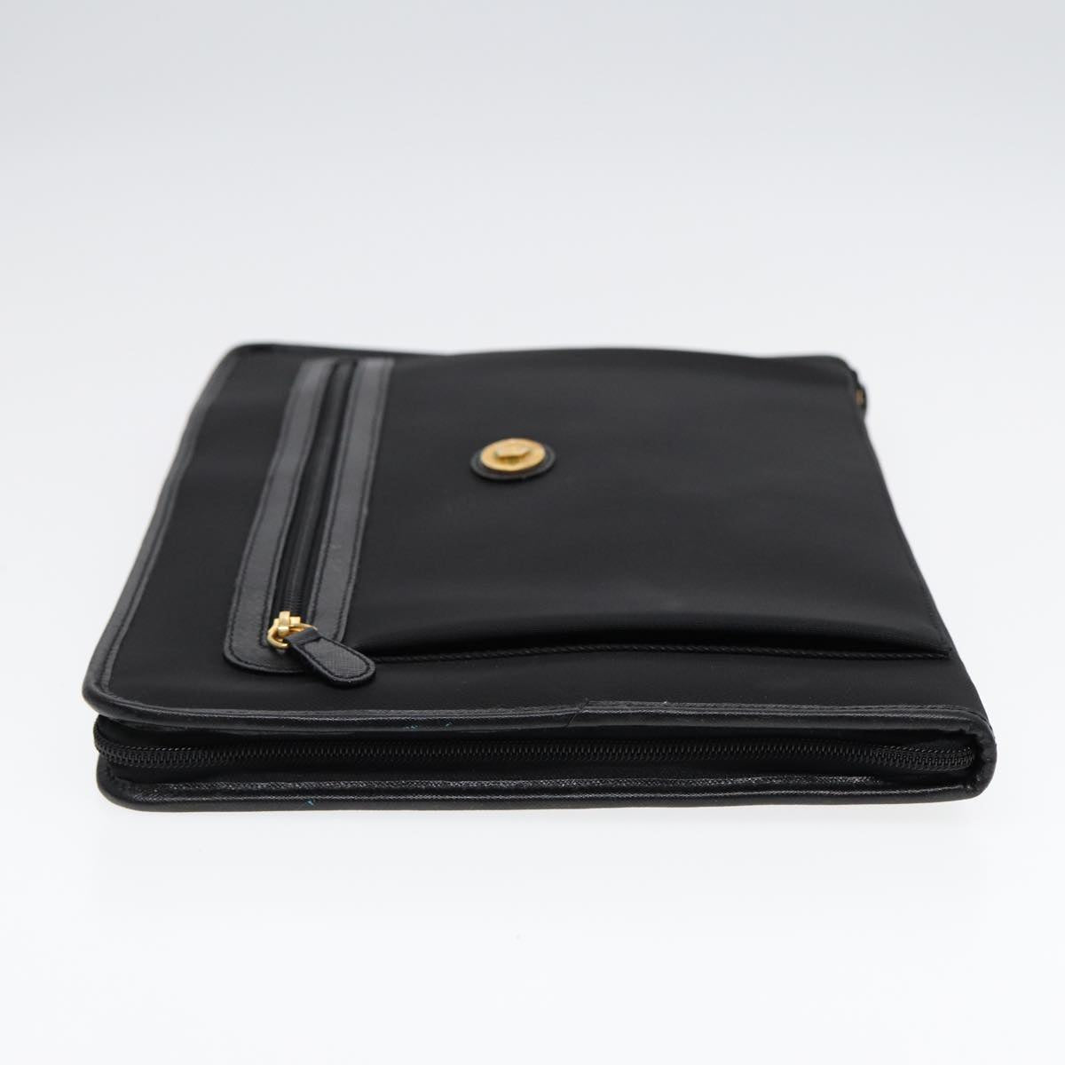 Luxury BurberrySs Clutch Bag PVC Black Gold Auth bs17440