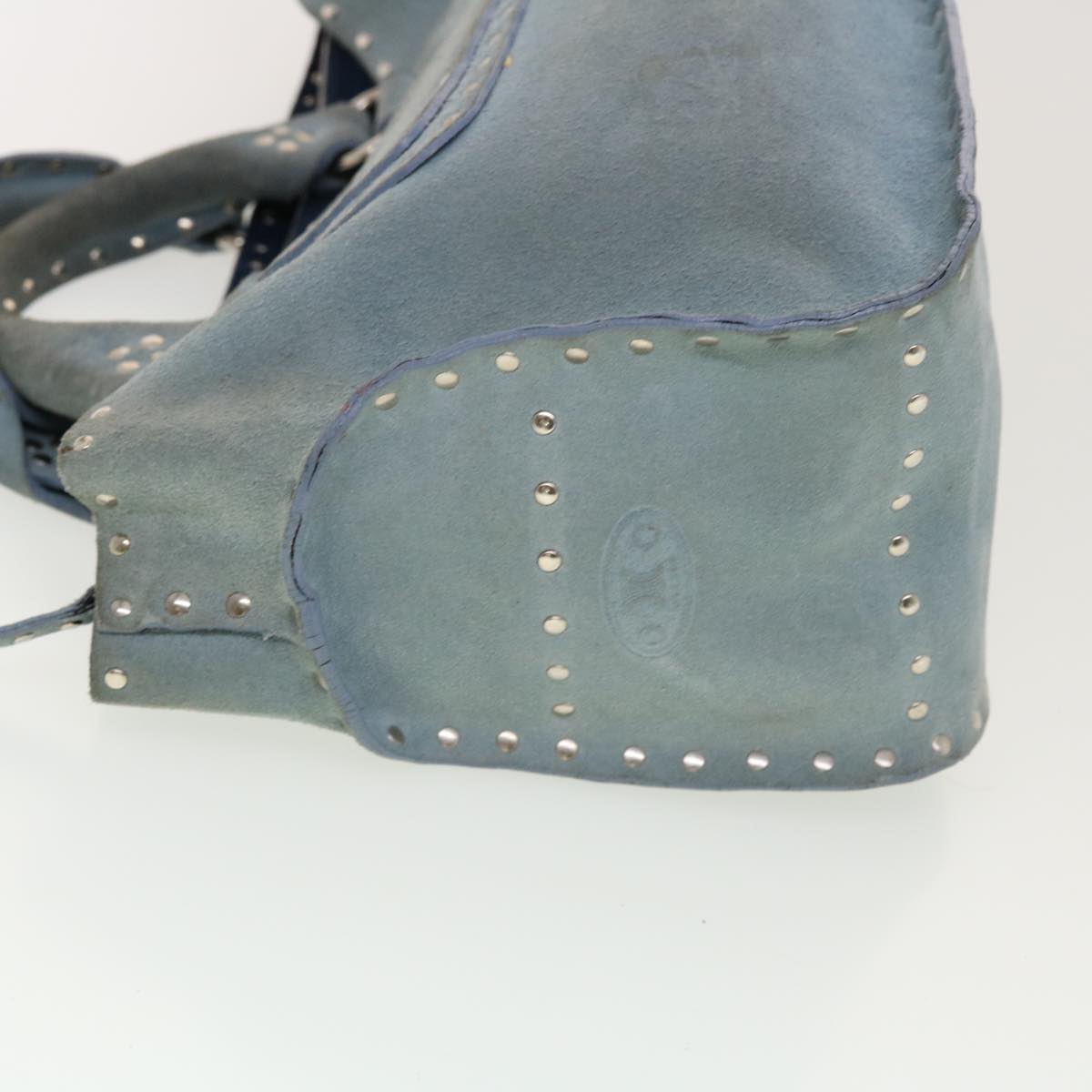 Luxury CELINE Hand Bag Suede Light Blue 5202