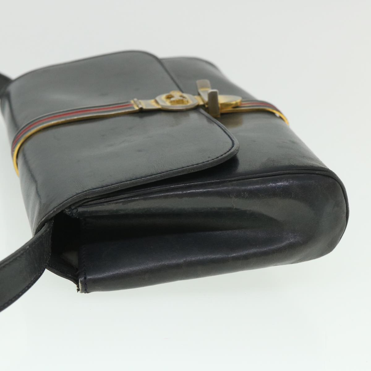 Luxury CELINE Horse Carriage Shoulder Bag Leather Navy 8618