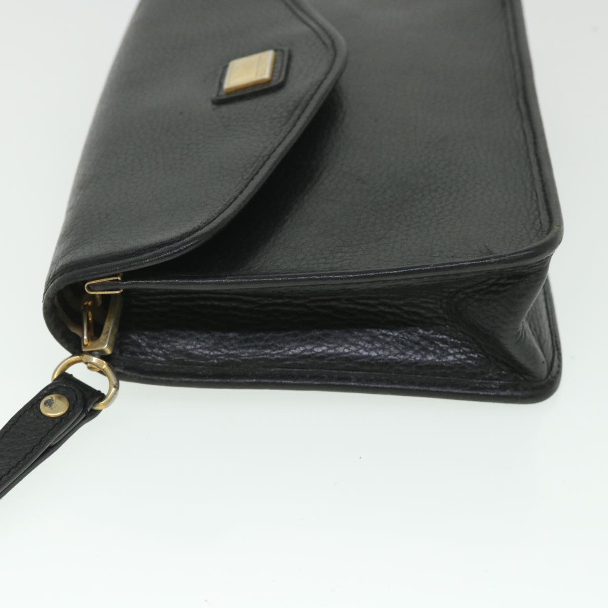 Luxury BurberrySs Clutch Bag Leather Black Auth bs8730