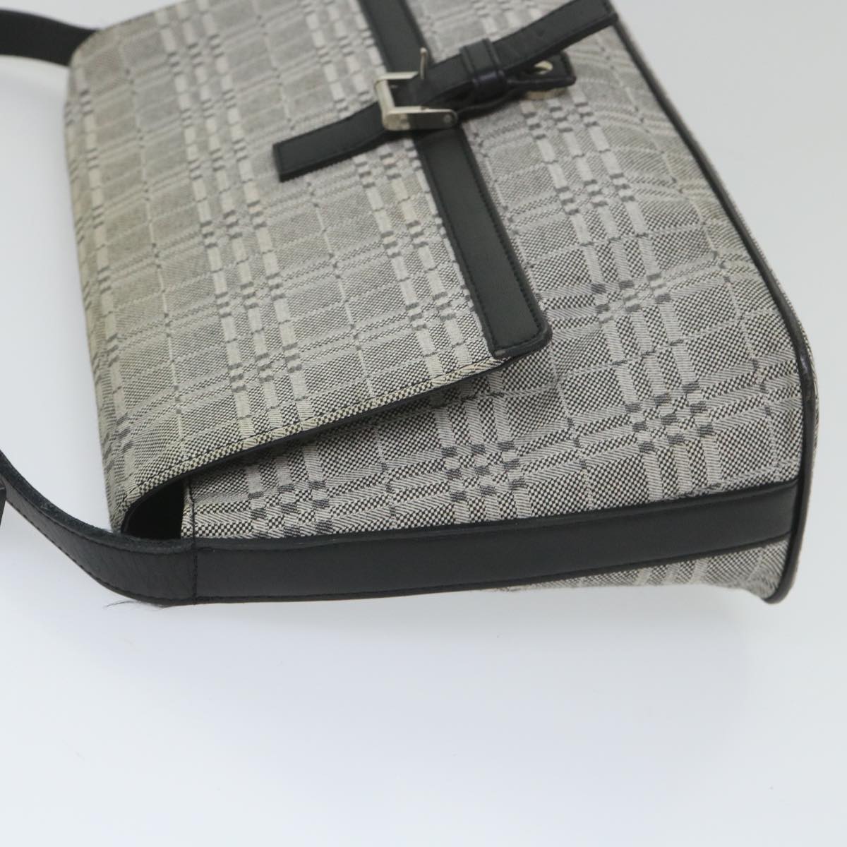Luxury Burberry Shoulder Bag Canvas Gray Auth bs9261