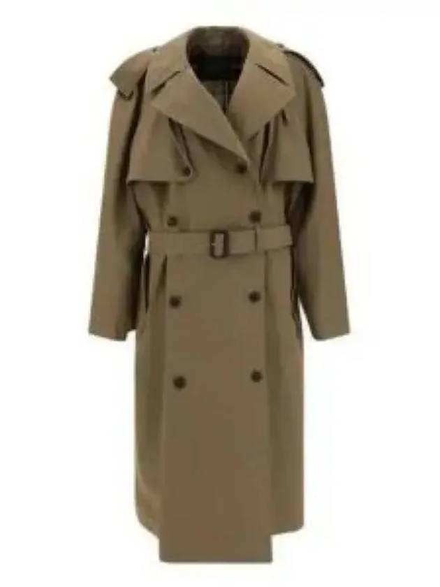 Luxury Balenciaga Trending 2025 WoMen's Oversized Shoulder Tab Trench Coat Beige