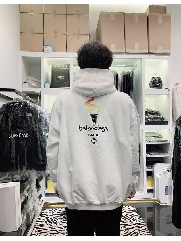Luxury Balenciaga Trending 2025 Embroidered Flame Logo Hoodie White