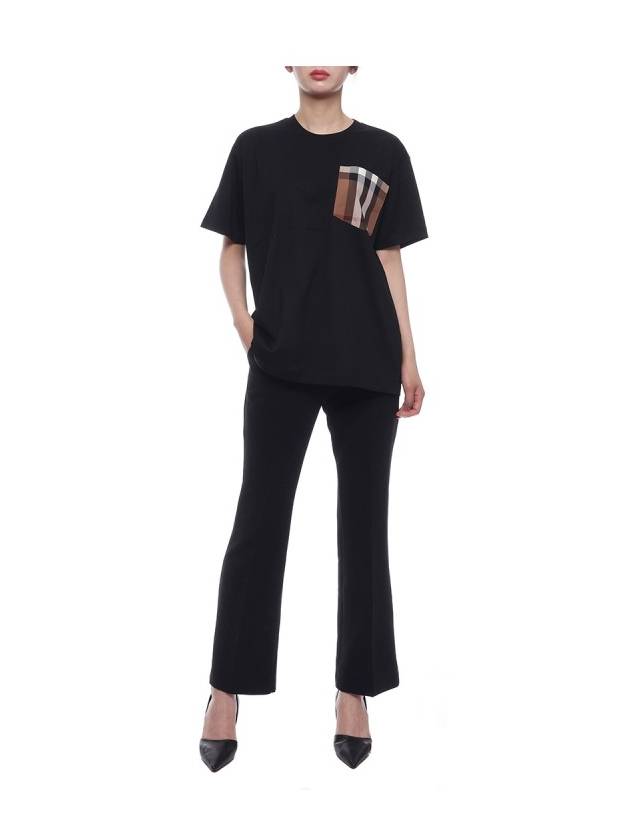 Luxury Burberry Carrick Check Print Crew Neck Long Sleeve T-Shirt Black
