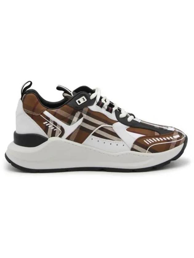 Luxury Burberry Vintage Check Cotton Leather Low Top Sneakers Brown