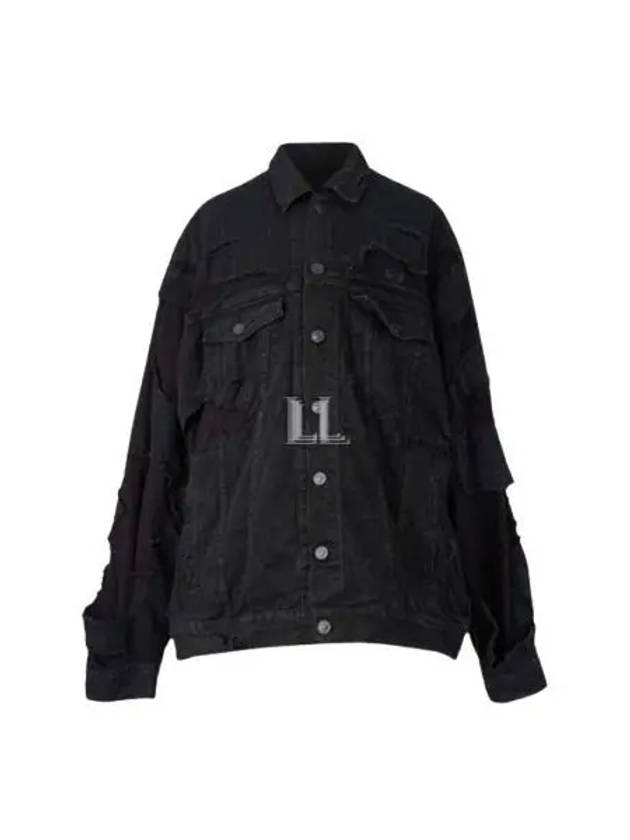 Luxury Balenciaga Trending 2025 Unity Sports Icon Patchwork Denim Jacket Black