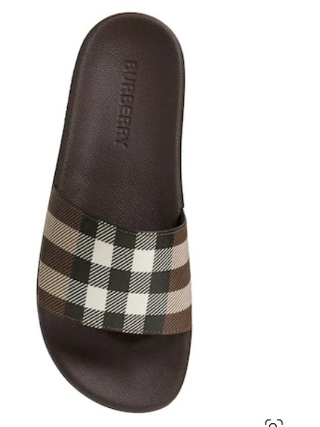 Luxury Burberry Check Print Slide Slippers Brown