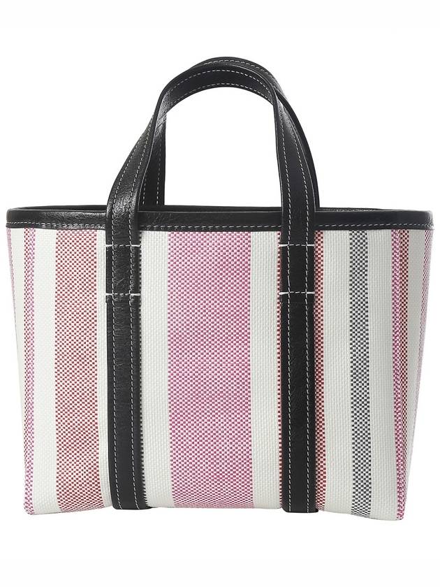 Luxury Balenciaga Trending 2025 Barbes East West Raffia Striped Shopper Tote Bag Pink