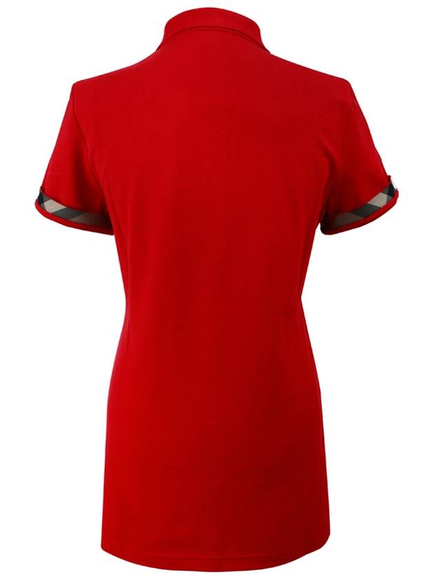 Luxury Burberry WoMen's Check Sleeve Short Sleeve Polo Shirt Red