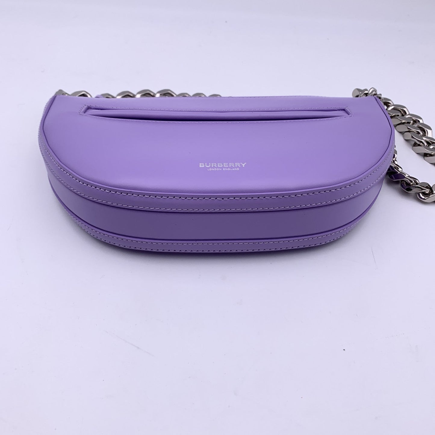 Luxury Burberry Purple Lillac Leather Mini Olympia Shoulder Bag