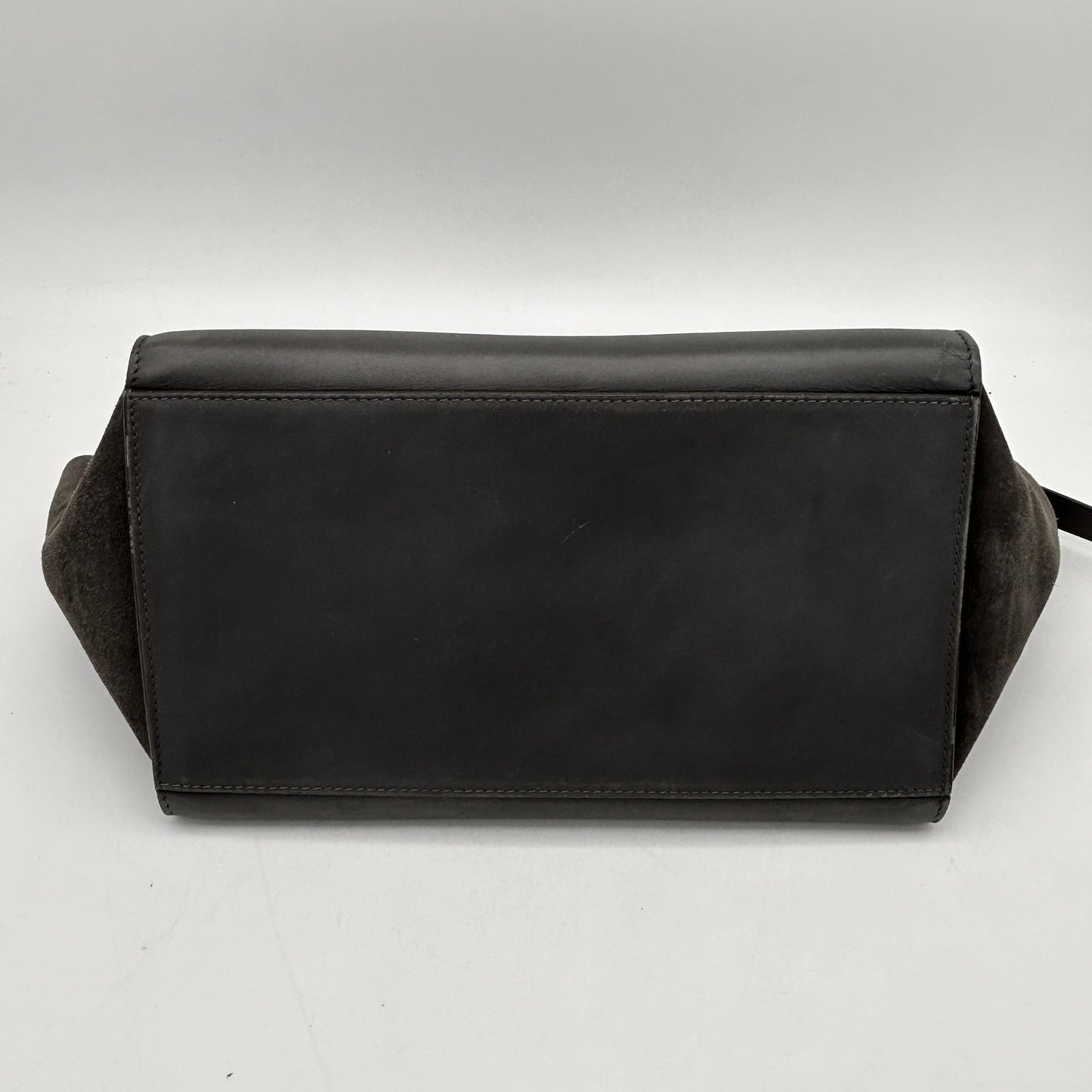 Luxury CELINE Smooth Calfskin Suede Medium Trapeze Bag Dark Grey