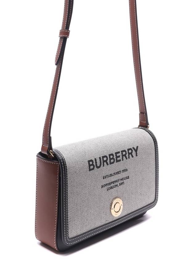 Luxury Burberry Horseferry Print Cotton Canvas Leather Cross Bag Black