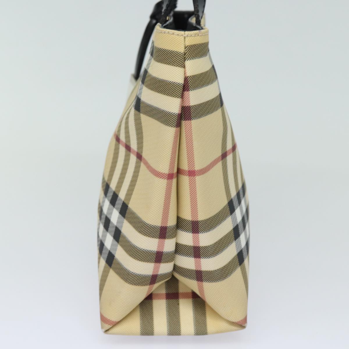 Luxury Burberry Nova Check Hand Bag PVC Beige Auth ep4717