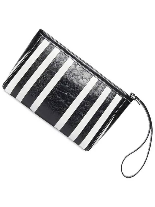 Luxury Balenciaga Trending 2025 Barbes Striped Zipper Clutch Bag Black