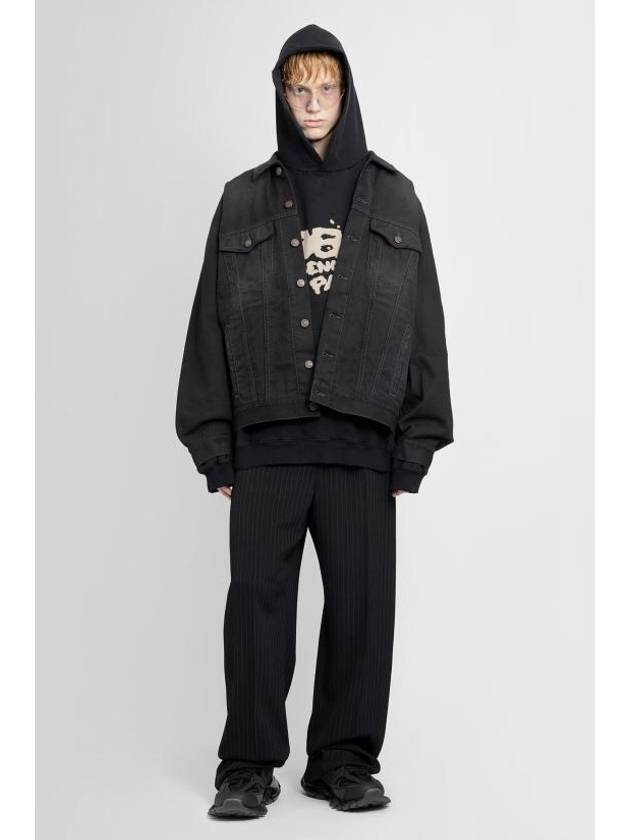 Luxury Balenciaga Trending 2025 Political Campaign Logo Oversized Denim Jacket Black
