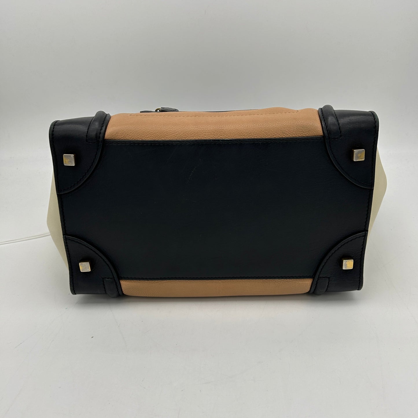 Luxury CELINE Mini Luggage Tri-Color Anthracite Satin Calfskin Handbag
