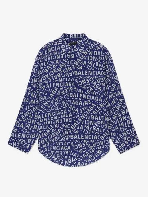 Luxury Balenciaga Trending 2025 All Over Logo Shirt Blue
