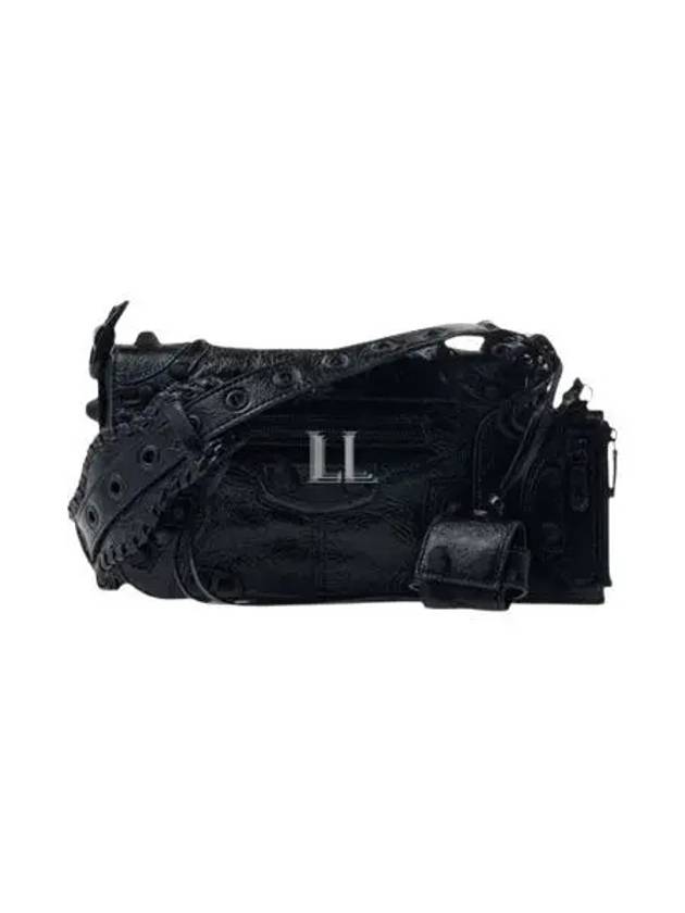 Luxury Balenciaga Trending 2025 Le Cagole XS Lambskin Flap Cross Bag Black