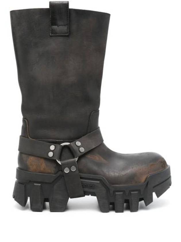Luxury Balenciaga Trending 2025 Bulldozer Harness Leather Worker Boots Black