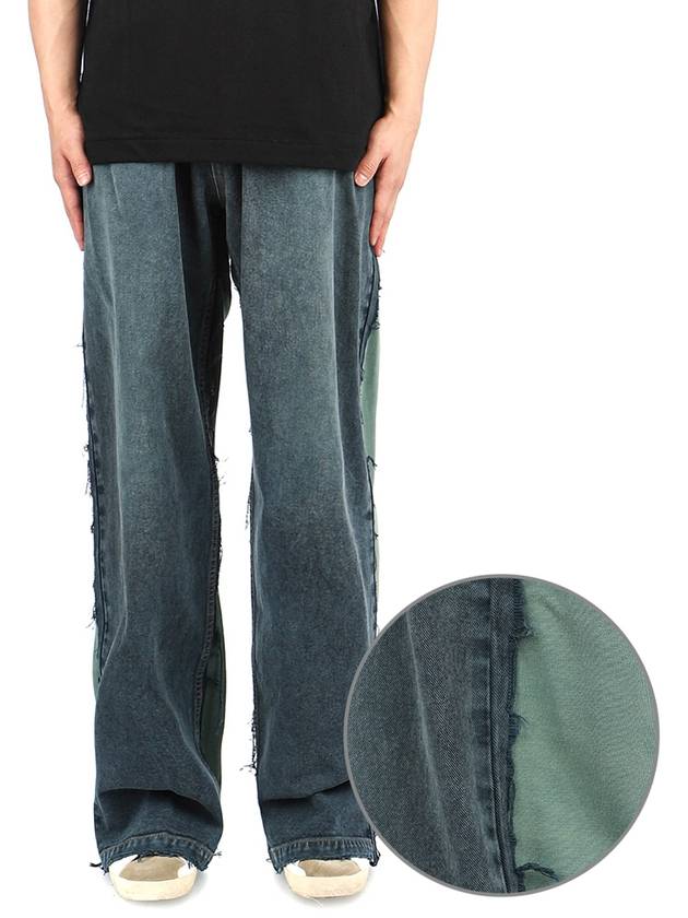 Luxury Balenciaga Trending 2025 Wide Leg Panelled Jeans Blue