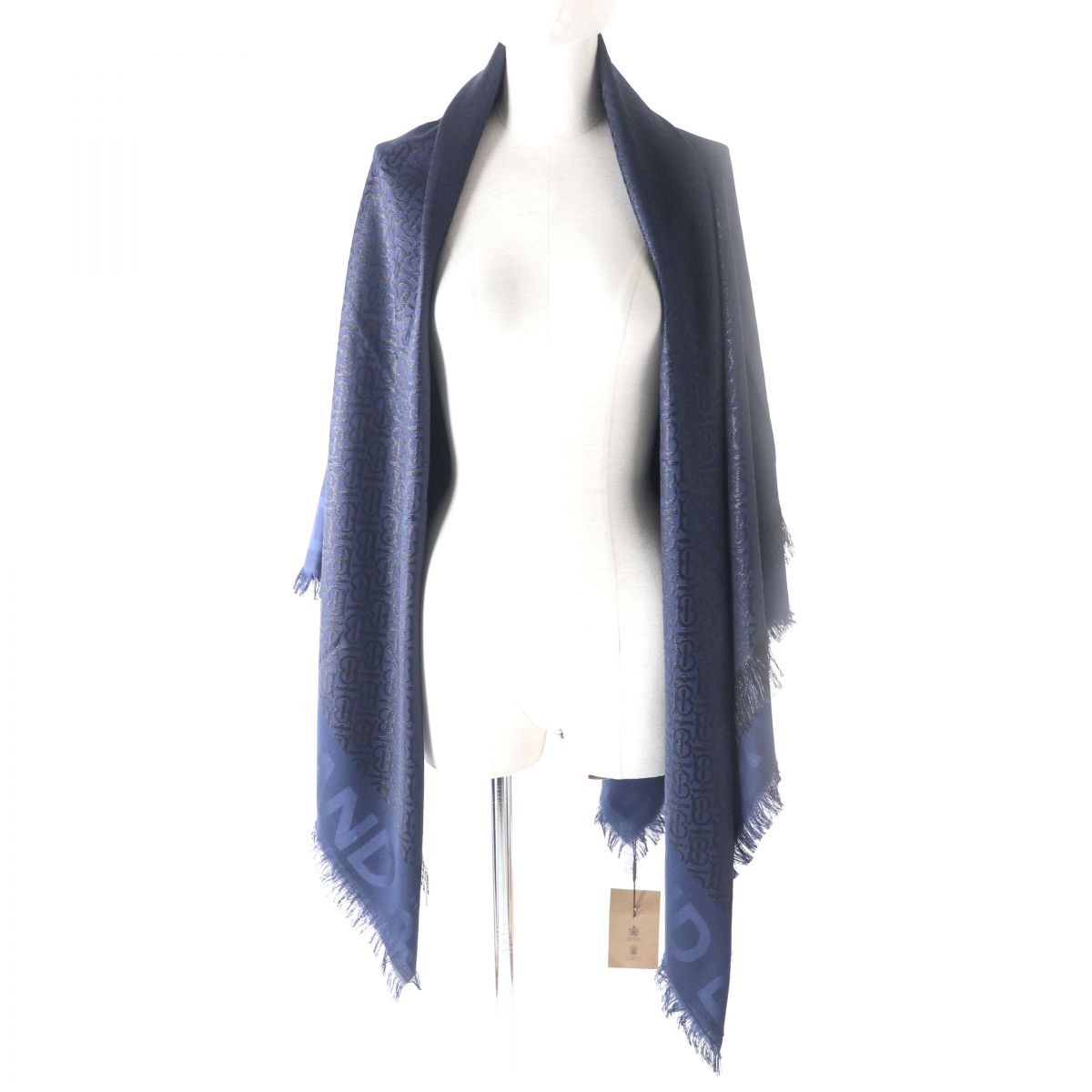 BURBERRY Stall Main: 45% silk, Main: 21% wool, Main: 6% polyester, Main: 28% viscose Navy x black Women