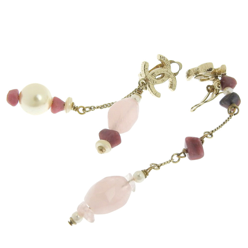 CHANEL Earring Metal, Color Stone pink asymmetry COCO Mark Women