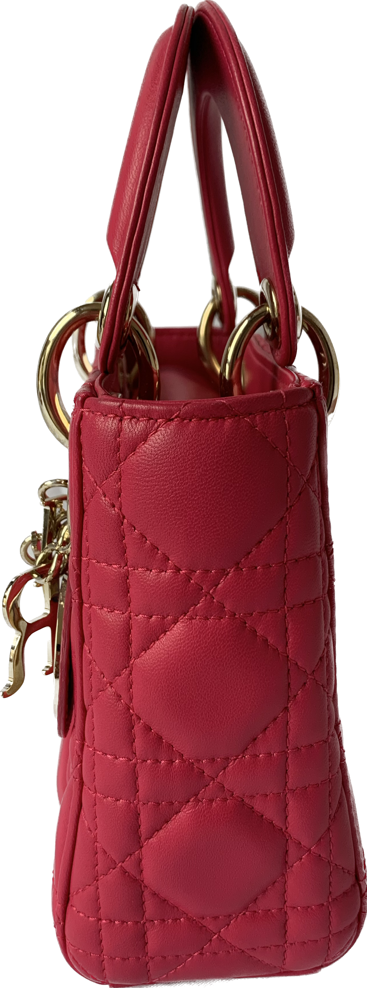 Lady Dior Pink Mini handbag Cannage Leather with strap